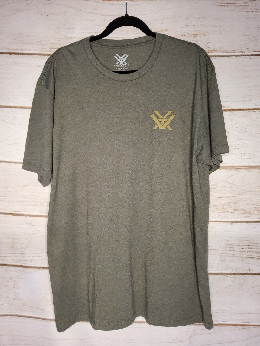 Vortex X Olive Crew Neck Tee with Gold Logo - Men's Shirt